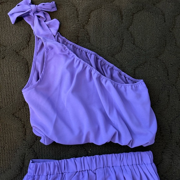 LYANER Women's👱🏽‍♀️2 Pc 1 Shoulder Crop Top&SideSplitMidiSkirtSet wPocketsSz L - Picture 3 of 11